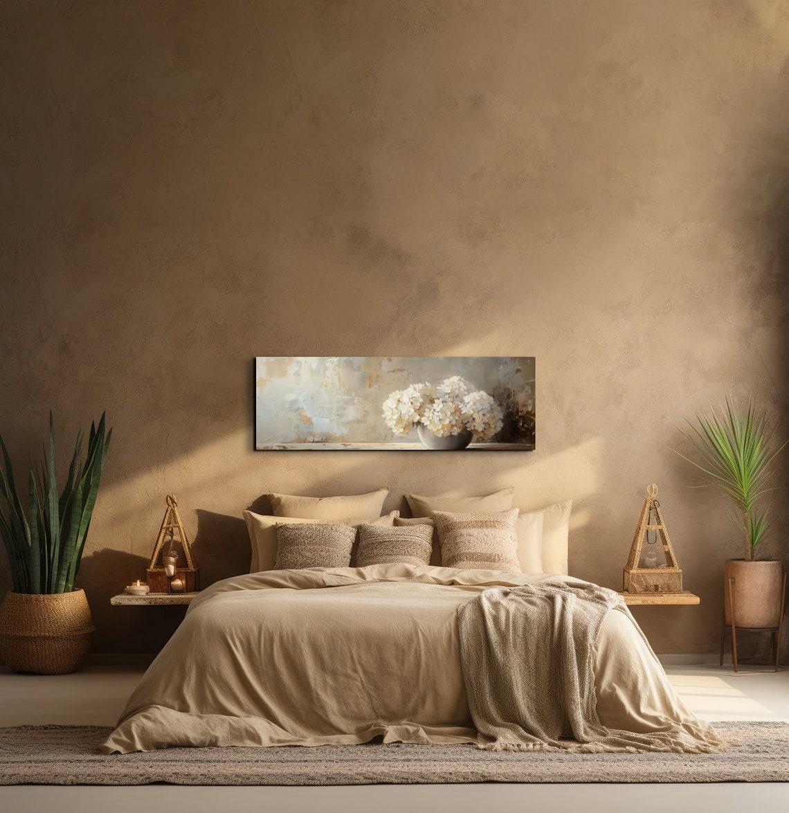 White Hydrangeas Bowl Neutral Beige Still Life Floral Poster - Image 6