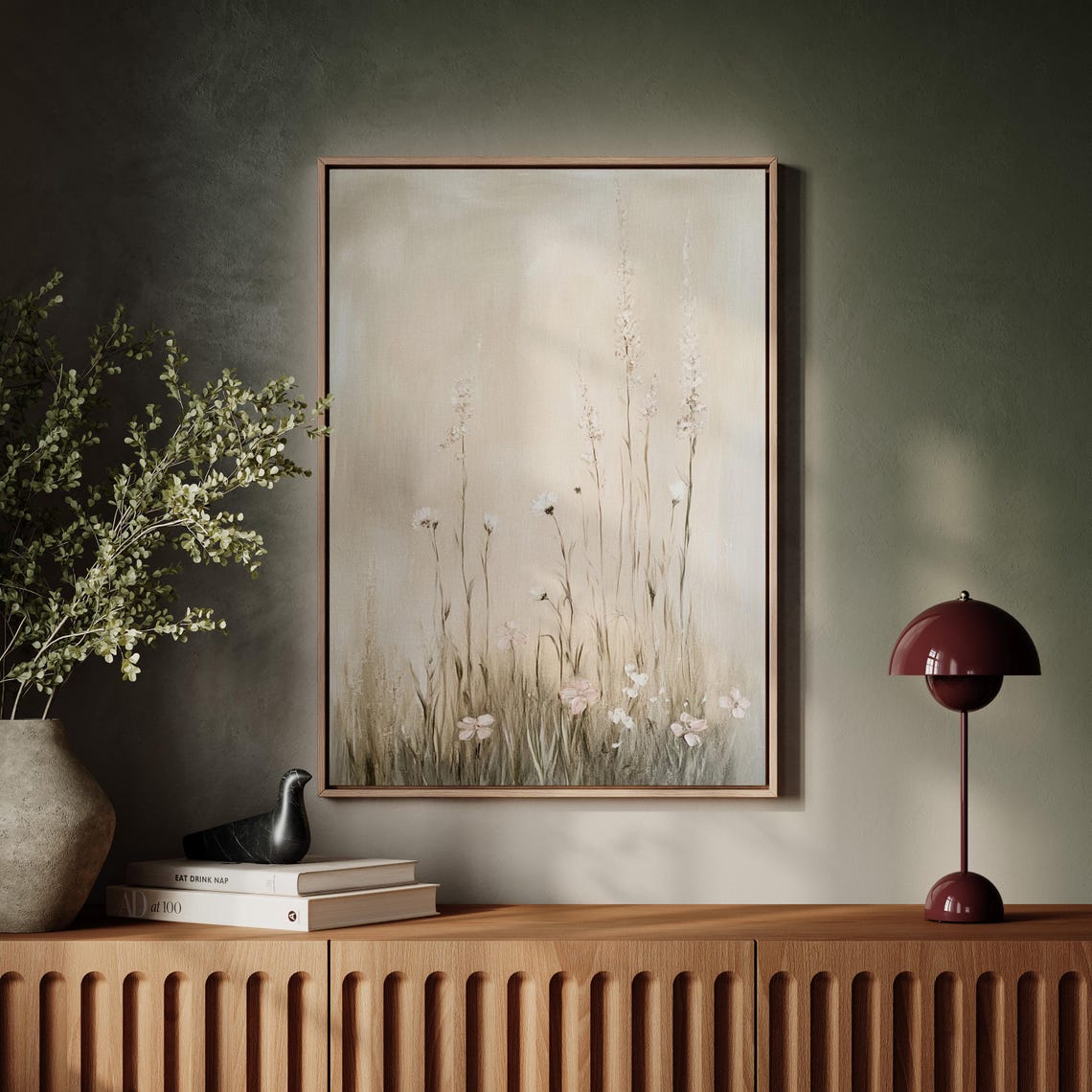 Minimalist Beige Wildflower Meadow Pastel Neutral Soft Art Poster - Image 7