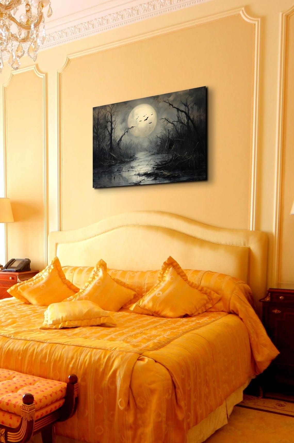 Haunted Swamp Under Full Moon With Bats Moody Halloween Poster - Image 7