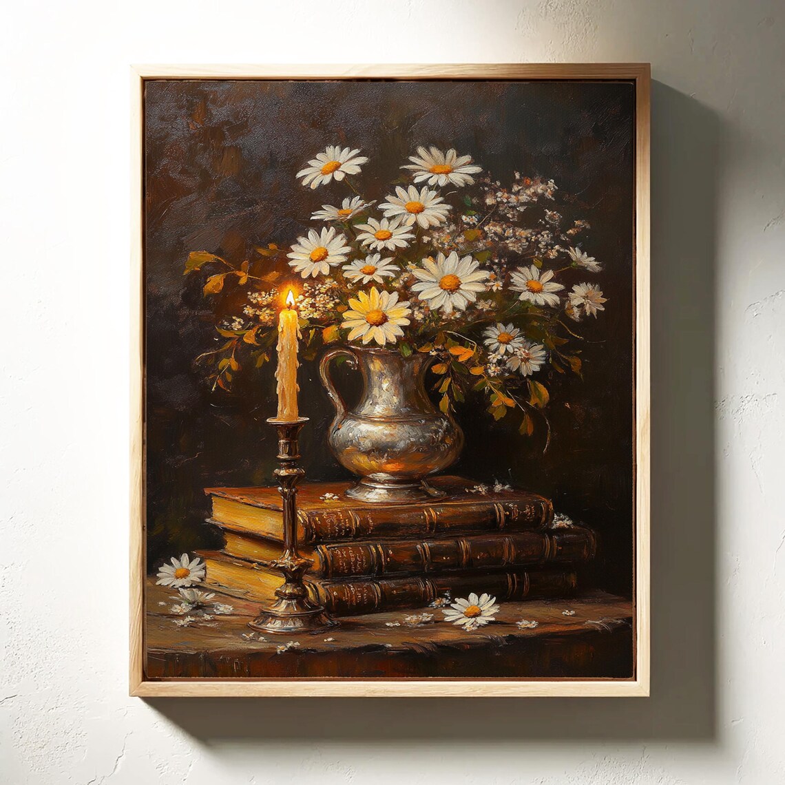 Rustic Daisy Bouquet, Vintage Candlelit Still Life - Image 7