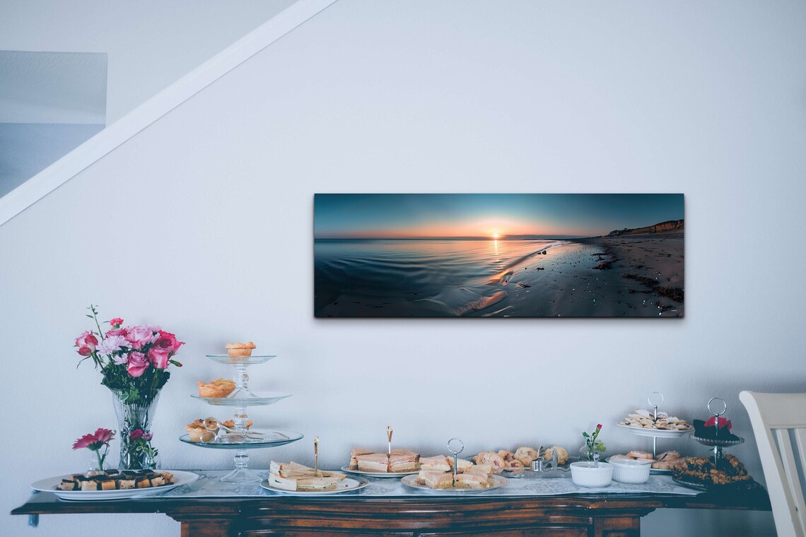 Sunrise Over Calm Ocean Shoreline Wet Sand Reflections Wall Art - Image 4