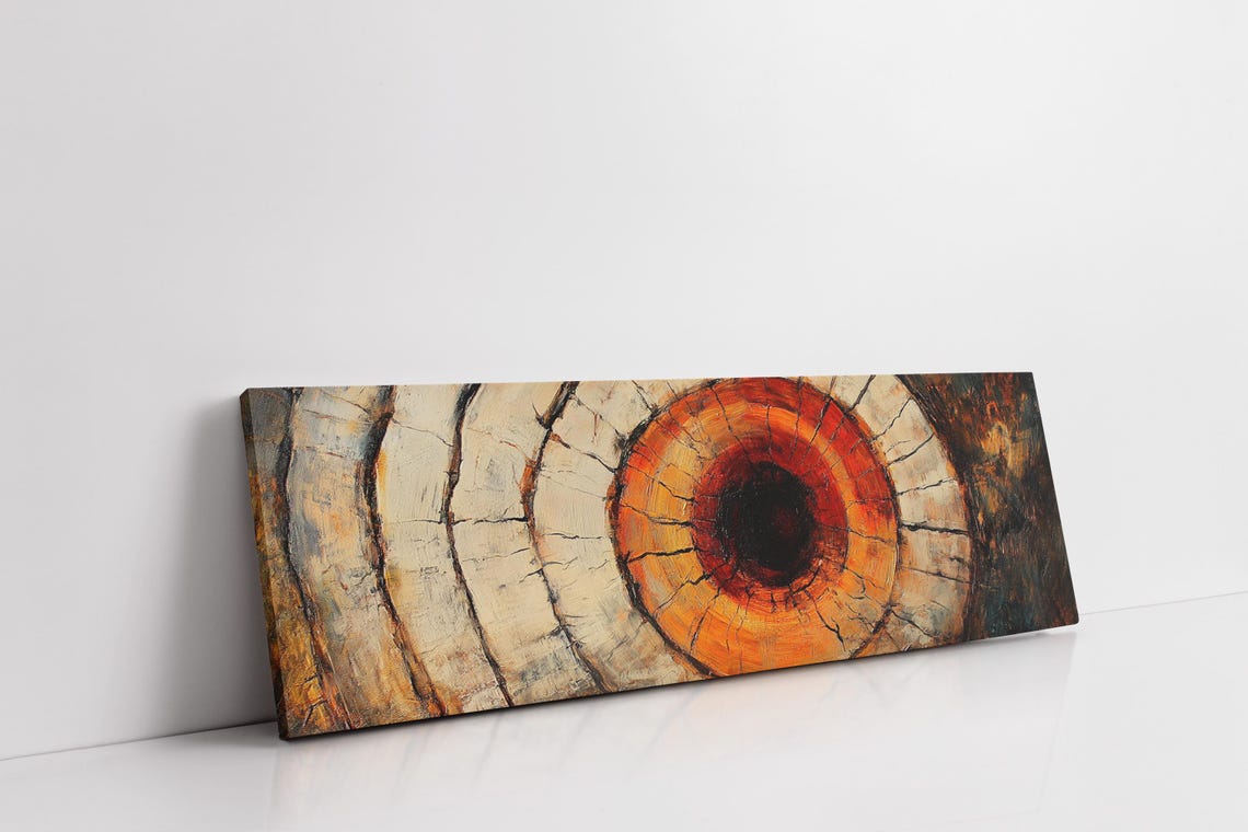 Cream Panoramic Tree Ring Ember Core Wood Grain Abstract Poster - Image 7