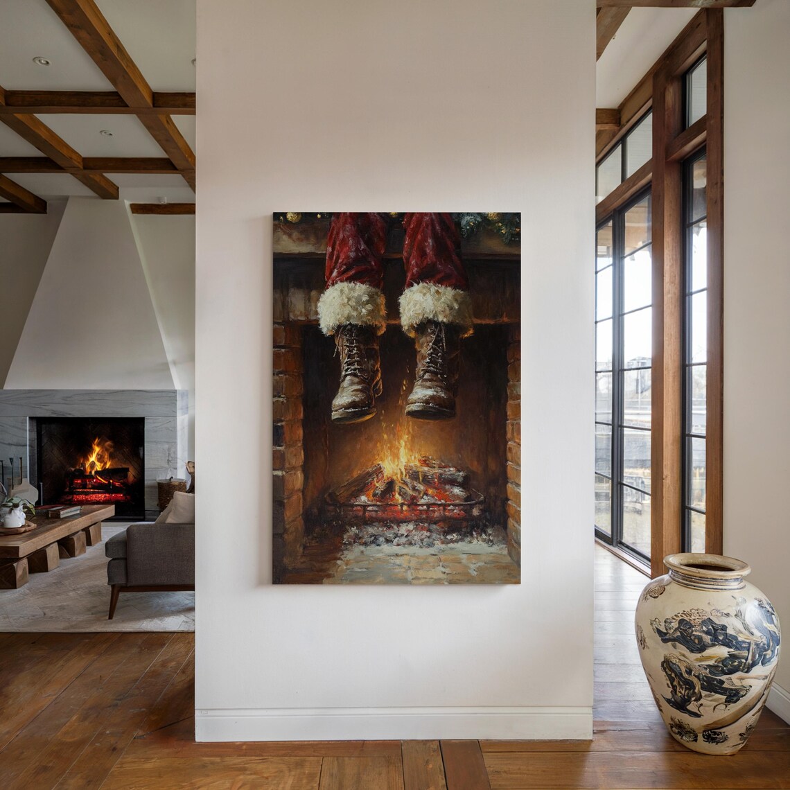 Santa's Boots Above Fireplace, Rustic Holiday Decor - Image 5