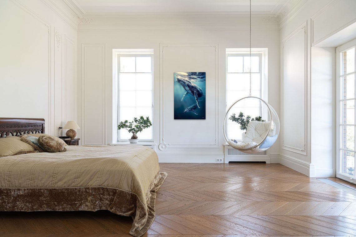 Humpback Whale Mother and Calf Underwater Ocean Life Scene Poster - Image 4