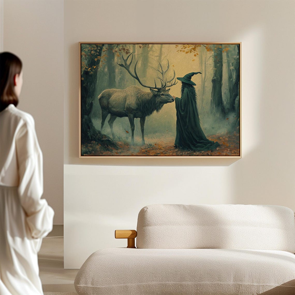 Witch Stag Misty Forest Magic Woodland Mystical Fantasy Art Poster - Image 6