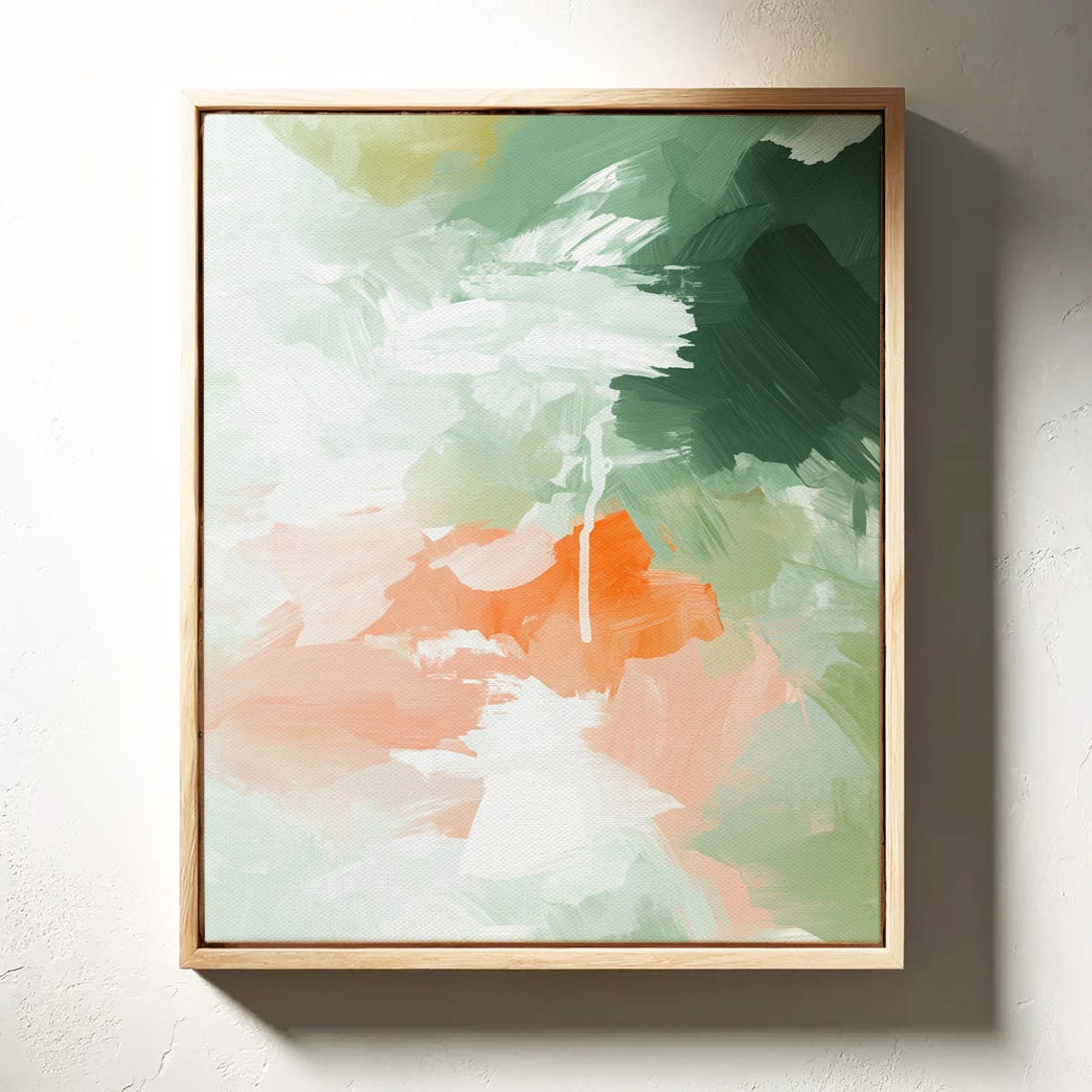 Green Orange Abstract Brushstroke Pastel Modern Art Painting Poster - Image 4