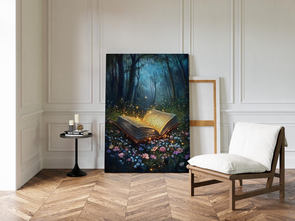 Enchanted Open Book Magical Forest Glow Art Print - Image 4