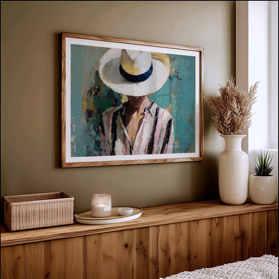 Woman In White Hat Abstract Portrait