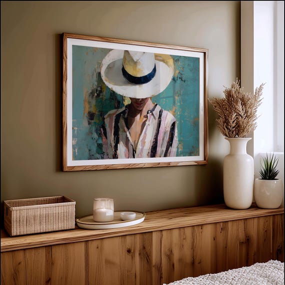 Woman In White Hat Abstract Portrait