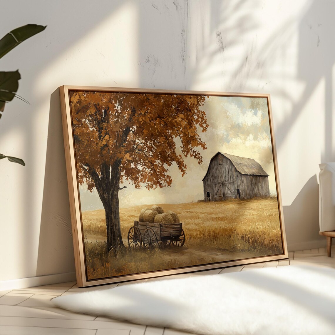 Rustic Farmhouse Autumn Barn Landscape Art Print