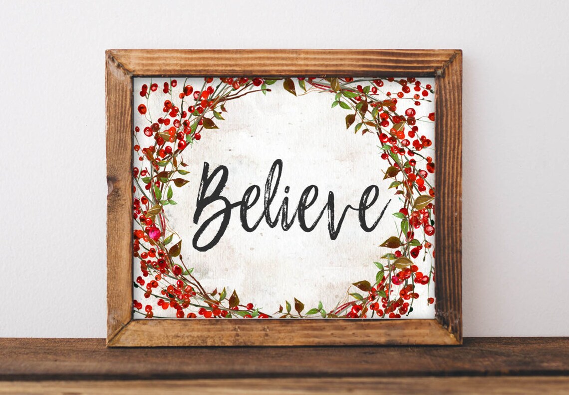 Christmas Believe Merry Noel Santa Art Print