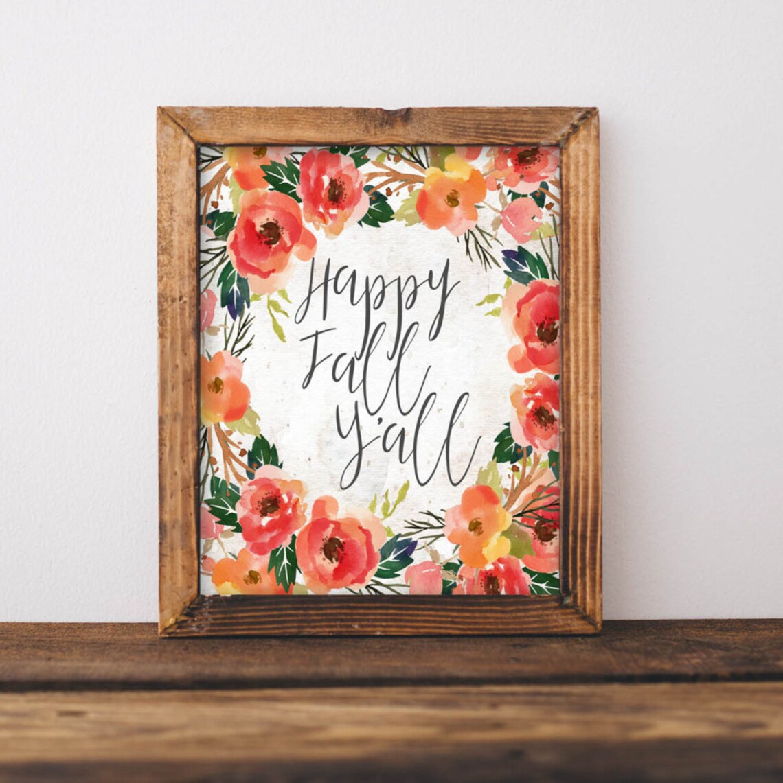 Happy Yall Fall Floral Thanksgiving Quote Art Print