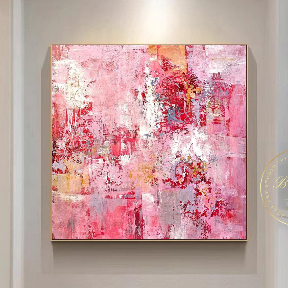 Pink Abstract Textured Art Print, Modern Wall Decor