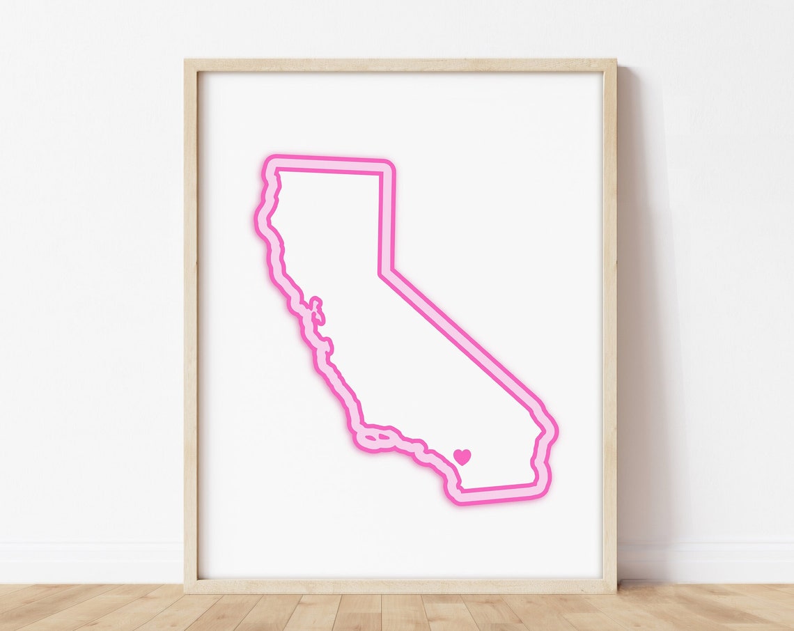 Carlsbad Art Map With Heart Pink Print Poster Picture Wall