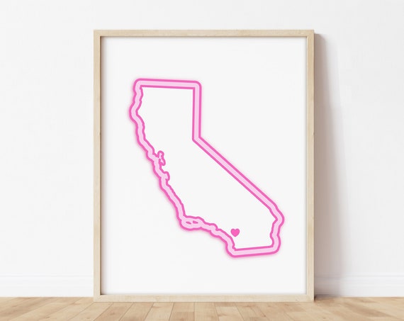 Carlsbad Art Map With Heart Pink Print Poster Picture Wall