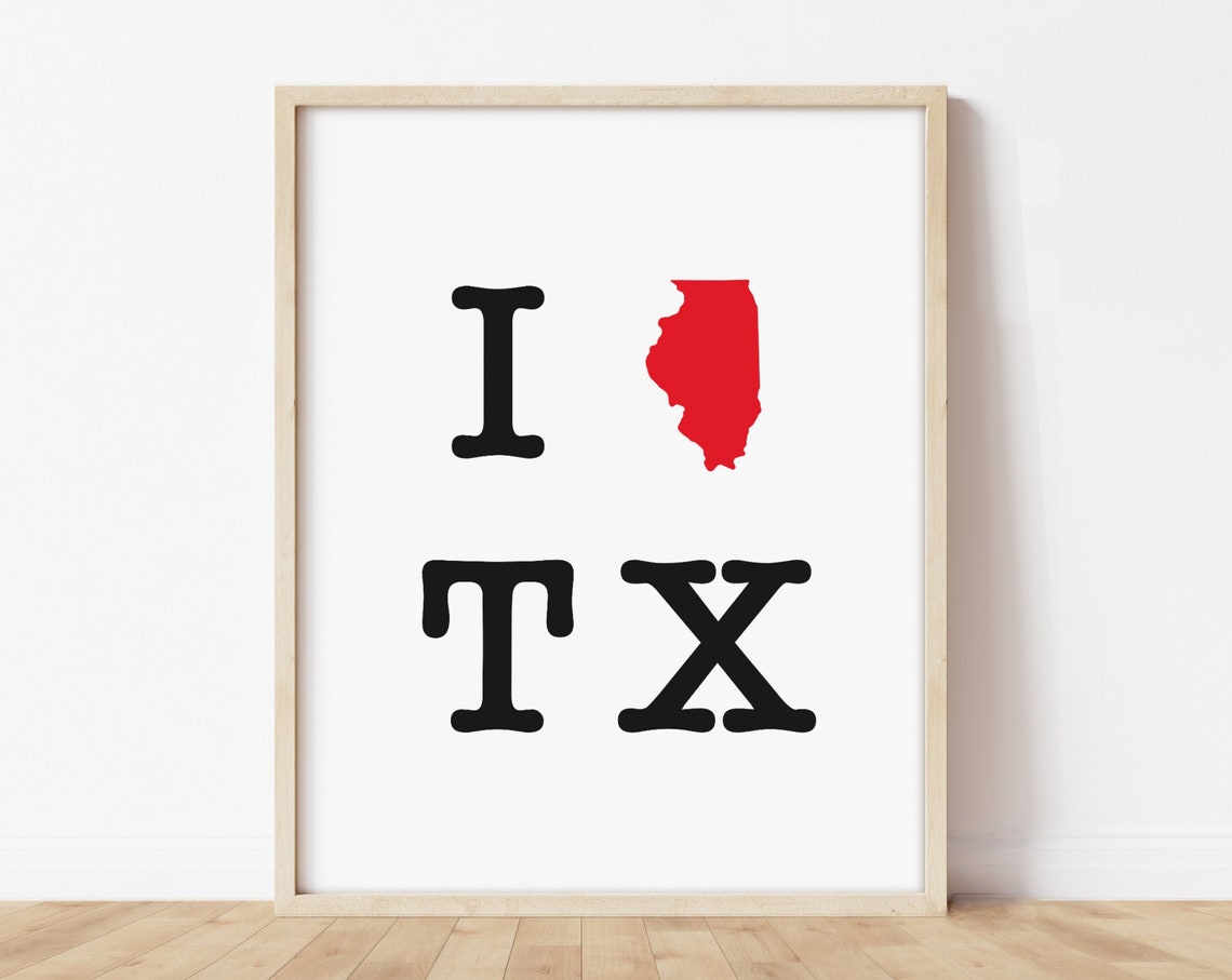 Funny Moving Gift Illinois To Texas Il Tx Going Away Two State Map Print