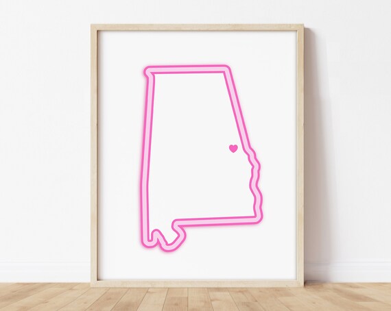 Auburn Alabama Heart Map Poster Print