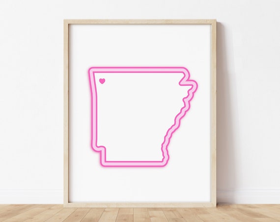 Fayetteville Arkansas Art Map With Heart Pink Print Poster Picture Wall