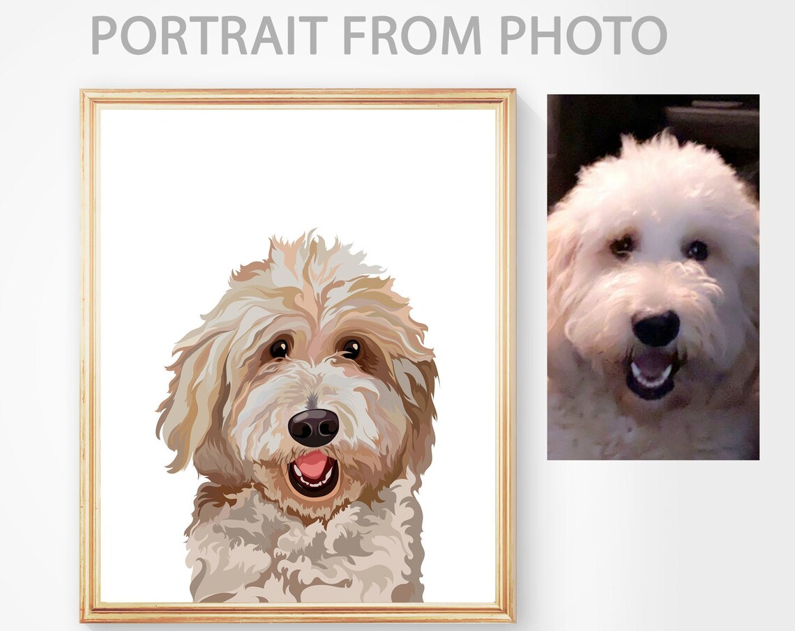 Custom Dog Portrait From Photo, Memorial Art Print
