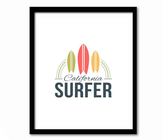 California Surfer Trio Surfboards Retro Beach Coast Wall Poster