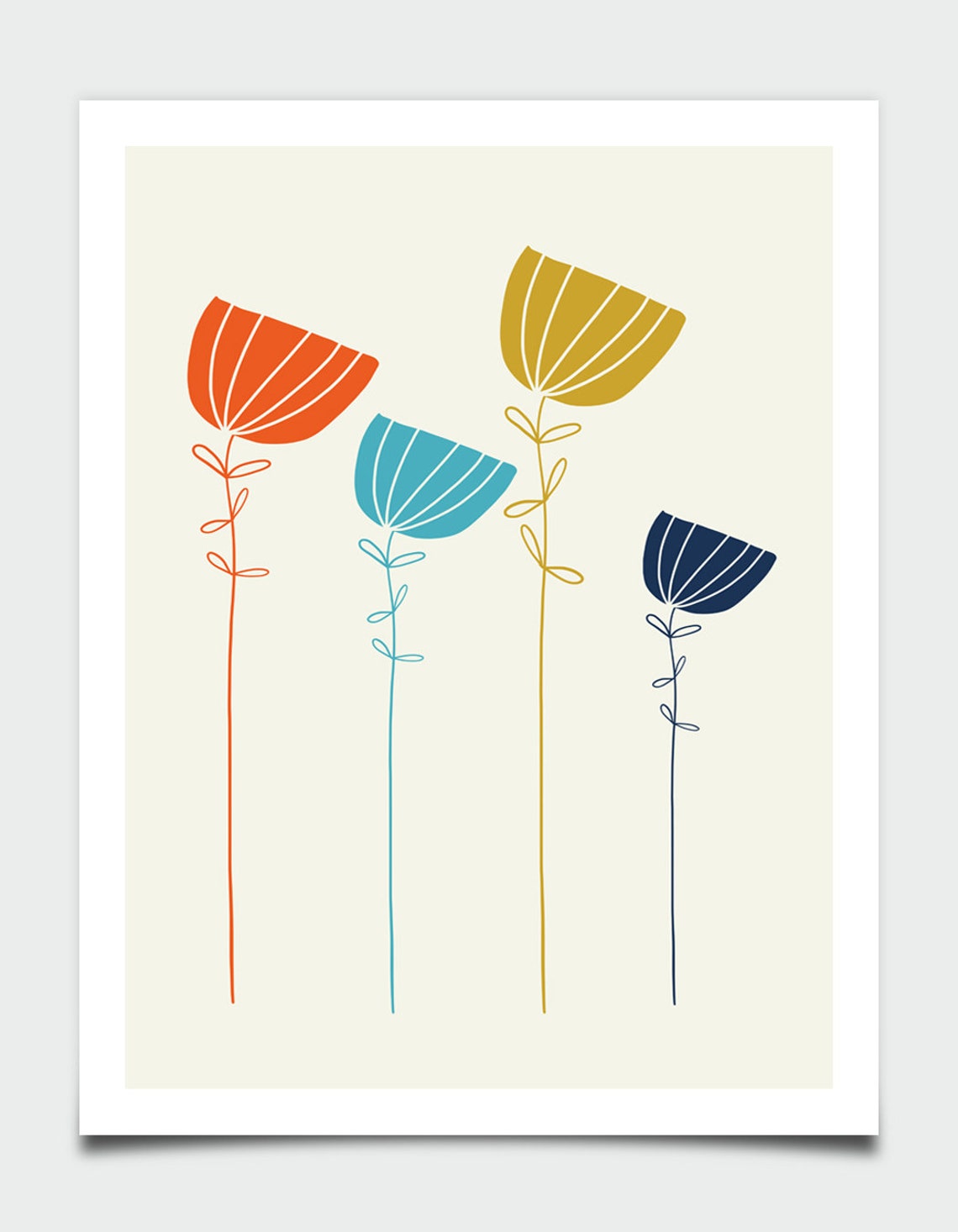 Mid Century Modern Minimalist Tulip Flowers Scandinavian Wall Art - Image 4