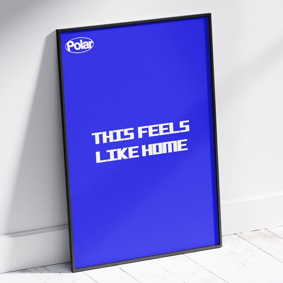 This Feels Like Home Blue Minimalist Typography Quote Bedroom Poster