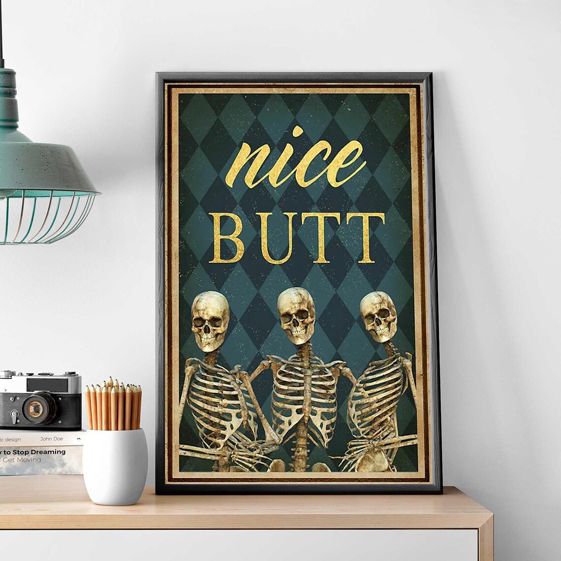 Three Skeleton Bathroom Art Funny Nice Butt Poster Skeleton Funny Bathroom Print Restroom Decoration Humorous Toilet Decor - Image 3