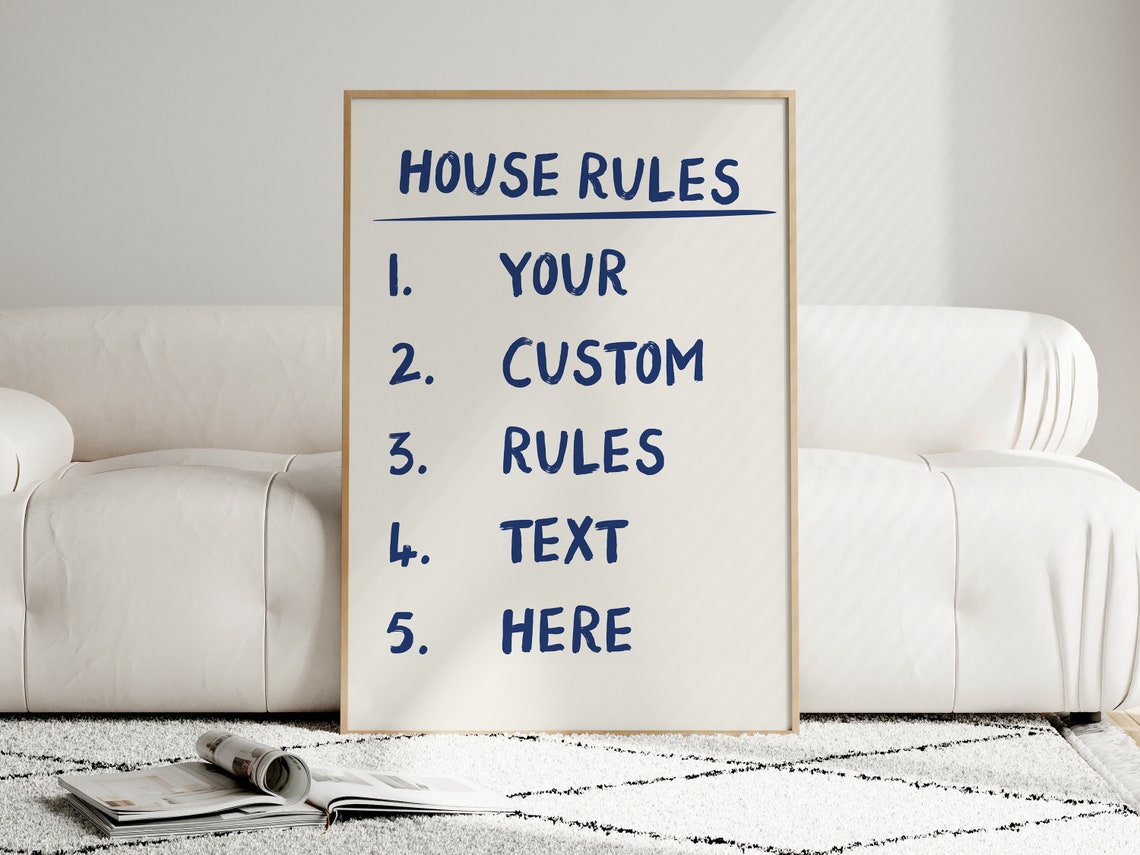 Home Rules Customizable Poster, Handwritten Art Print - Image 2