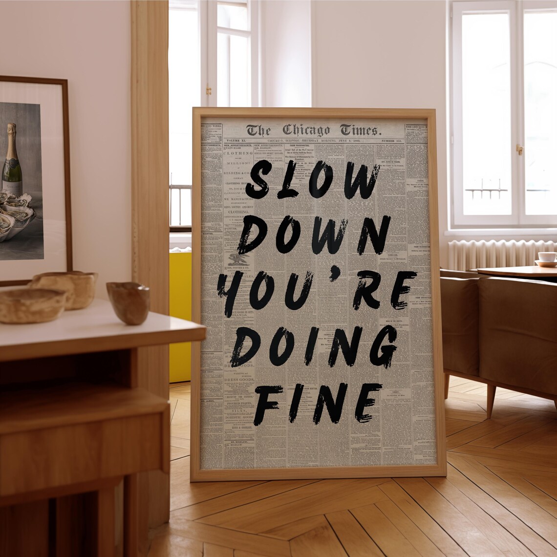 Slow Down Your Doing Fine, Retro Newspaper Quote - Image 4
