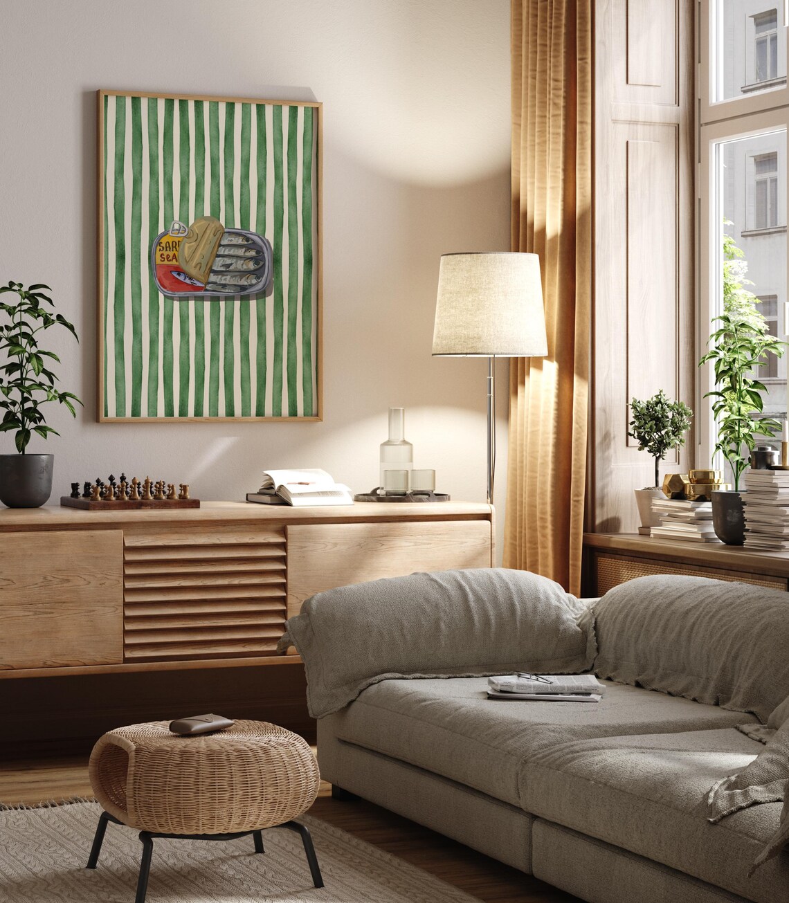 Tinned Sardines Watercolor Print, Retro Kitchen Decor - Image 2