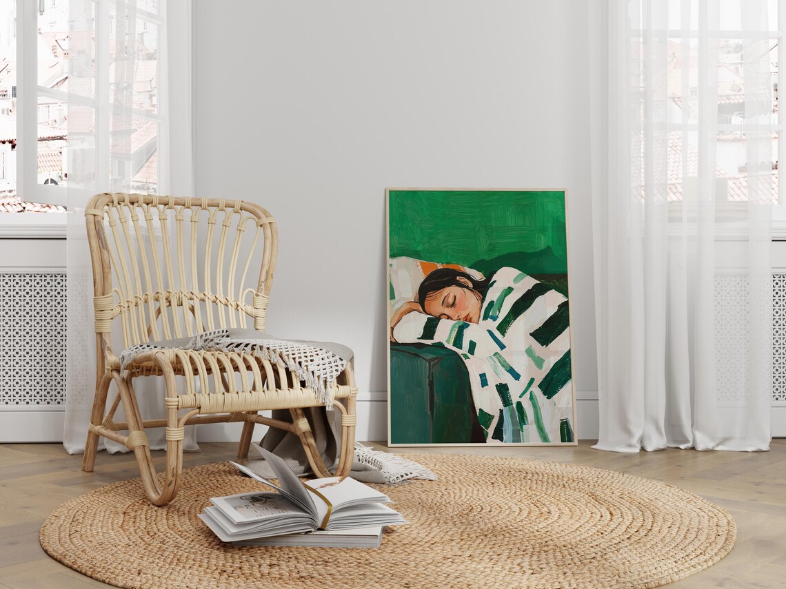 Emerald Green Abstract Contemporary Minimalist Art - Image 2