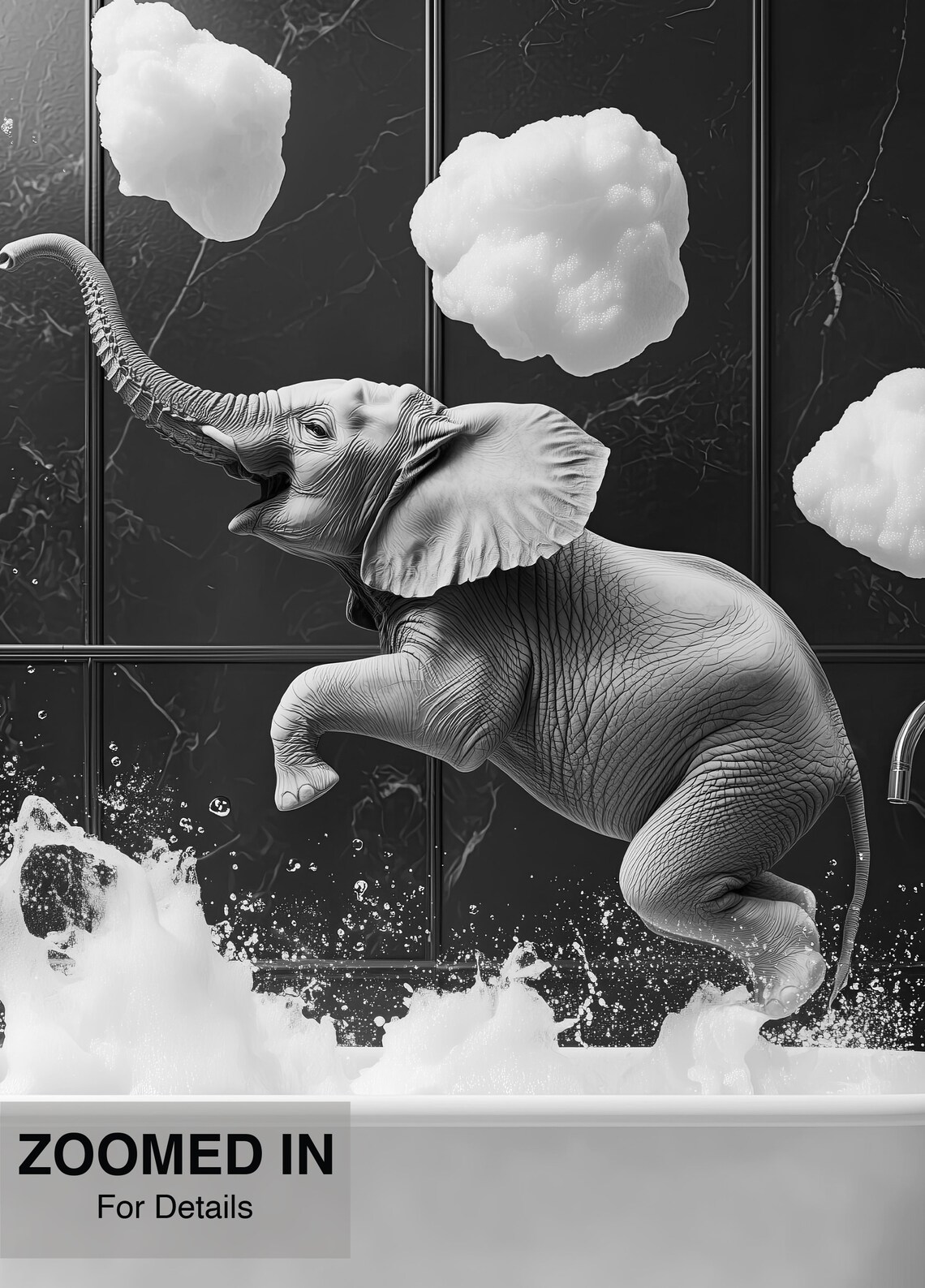 Happy Elephant In A Tub, Funny Bathroom Wall Art - Image 5