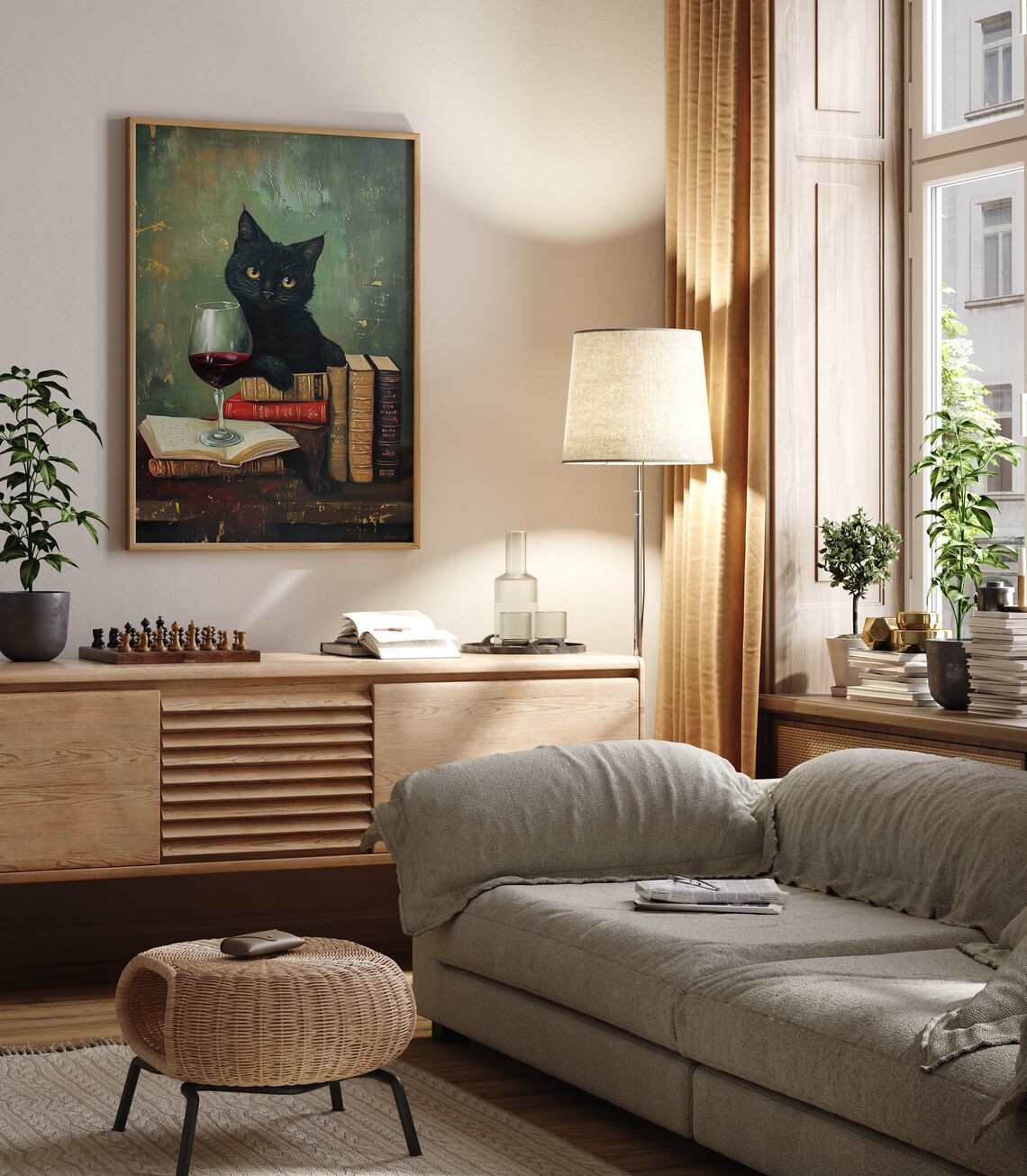 Black Cat Drinking Wine, Trendy Bar Poster - Image 3