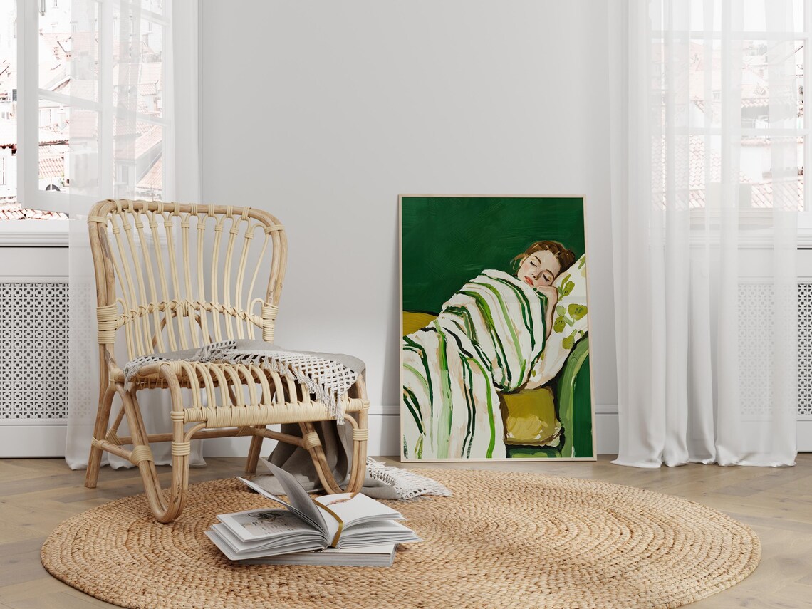 Green Abstract Wall Art, Contemporary Minimalist - Image 3