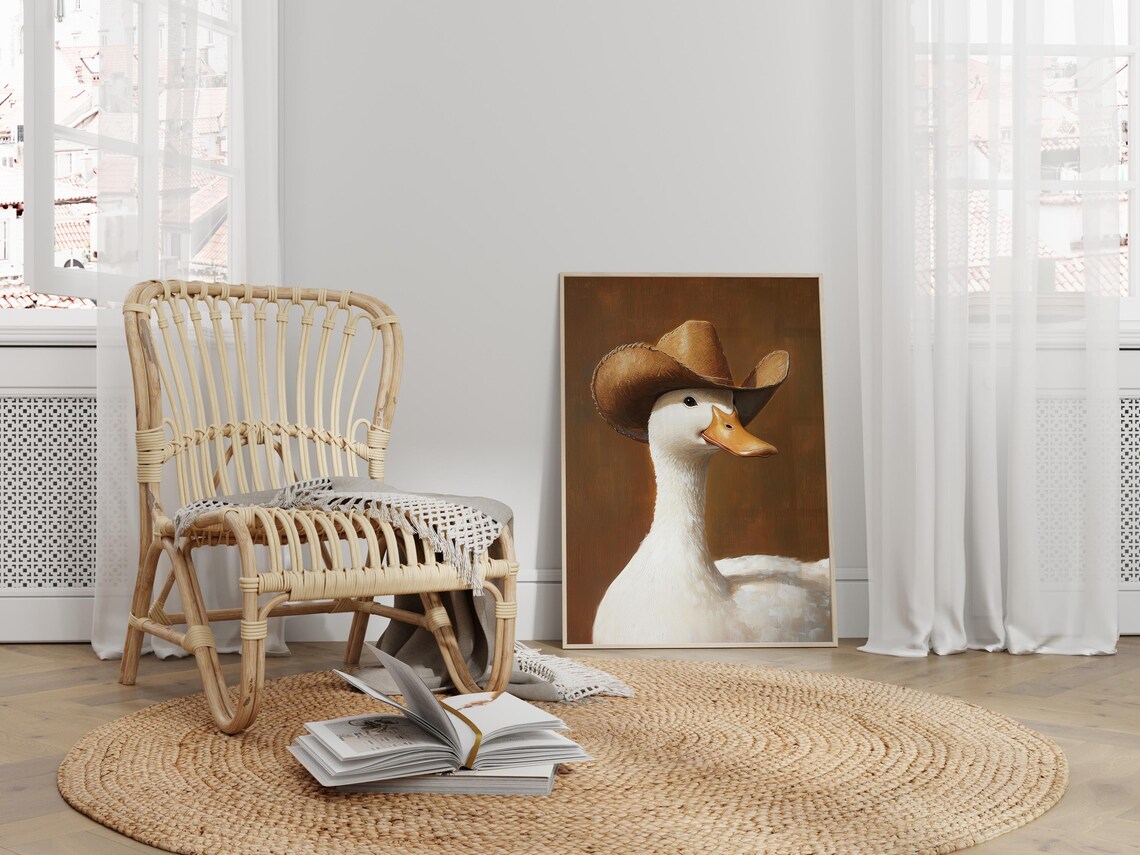 Cowboy Goose Funny Animal Art, Quirky Nursery Decor - Image 3
