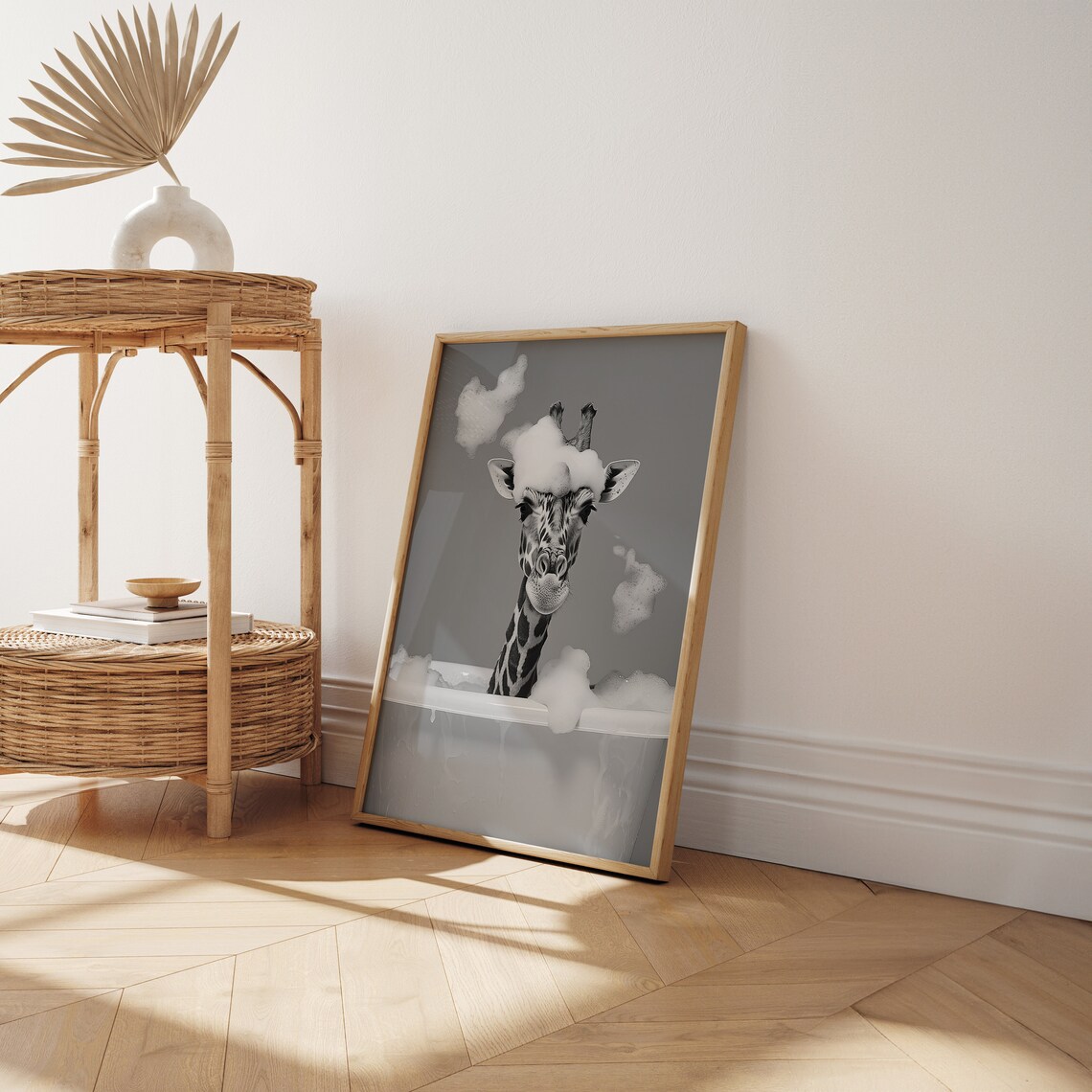 Cute Giraffe In A Bathtub, Funny Bathroom Art Print - Image 5