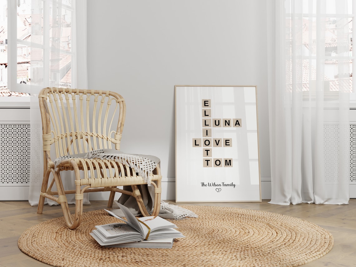 Personalized Letter Tile Art, Crossword Style Family - Image 3