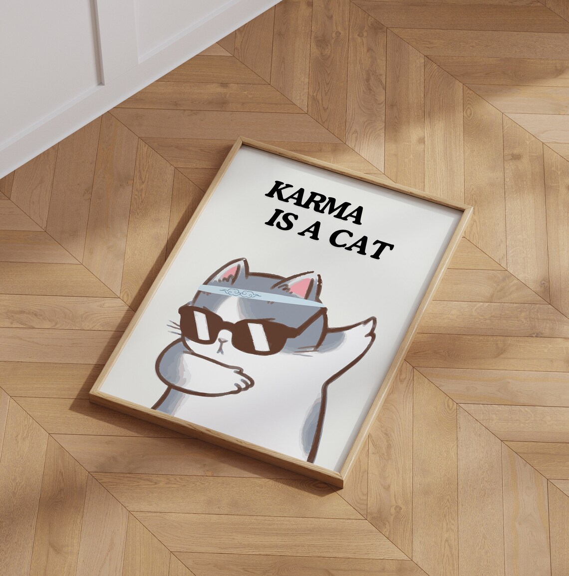 Karma Is A Cat Funny Cat Illustration, Art Print - Image 5