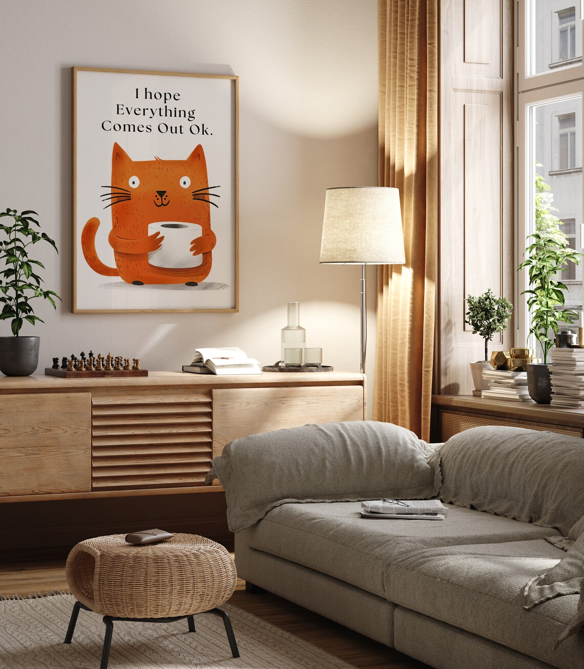 I Hope Everything Comes Out Ok Toilet Cat Poster - Image 3