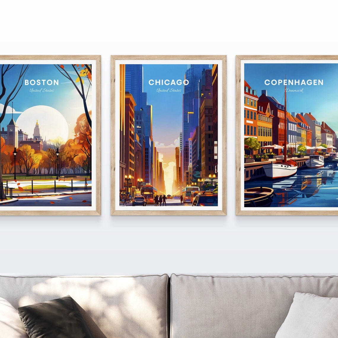 Chicago Illinois Downtown Street Canyon Sunset Buses Travel Art Poster - Image 4