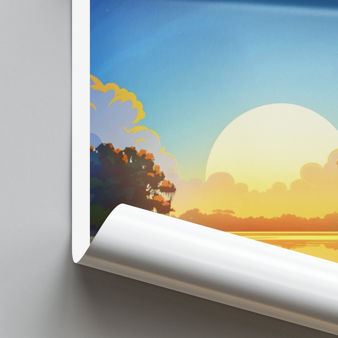 Tallahassee Florida Calm Lake Sunset Cypress Trees Scene Poster - Image 2