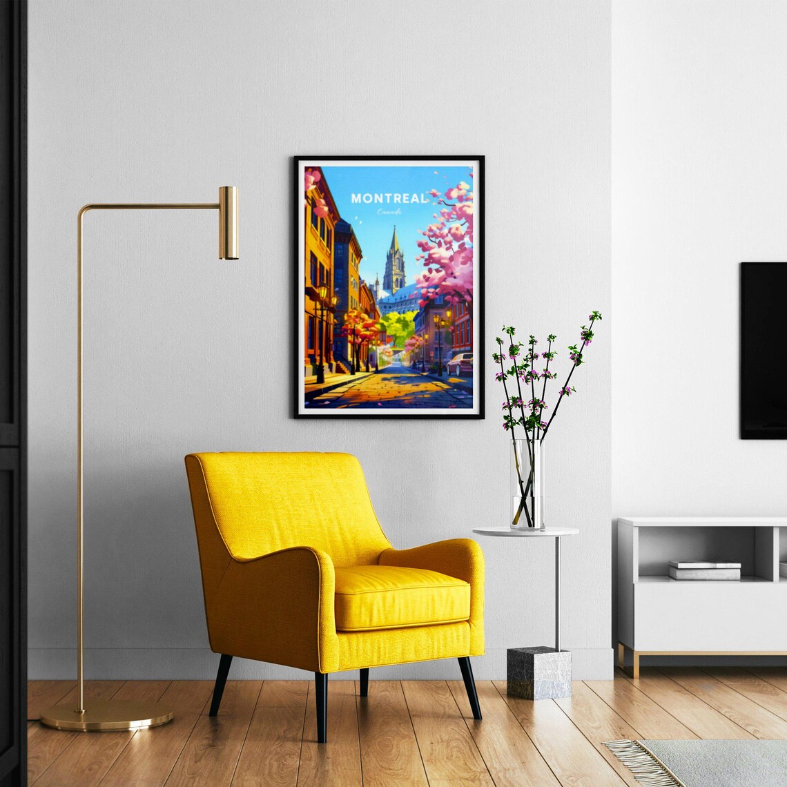 Montreal Canada Historic Old Town Street in Spring Blossom Poster - Image 2