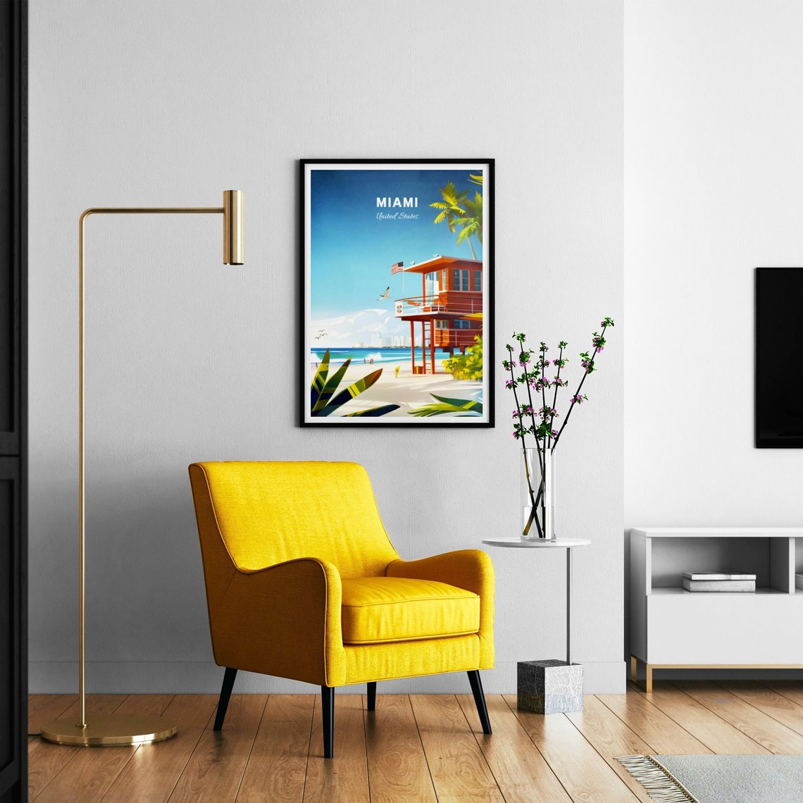 Miami Sunny Art Deco Street Colorful Skyline Boulevard Poster - Image 3