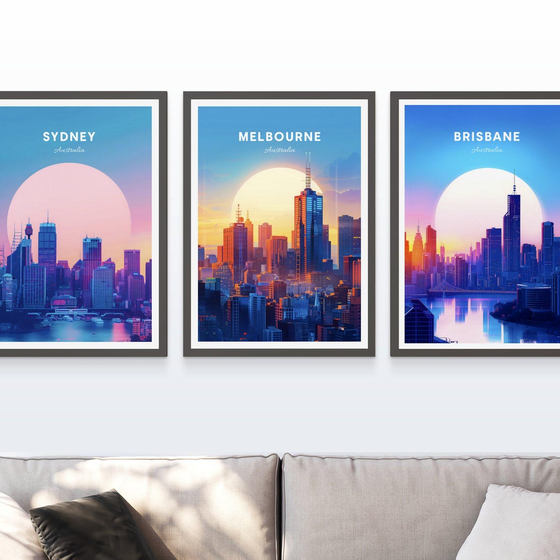 Melbourne Australia Sunset Skyline Skyscrapers Golden Hour Poster - Image 3