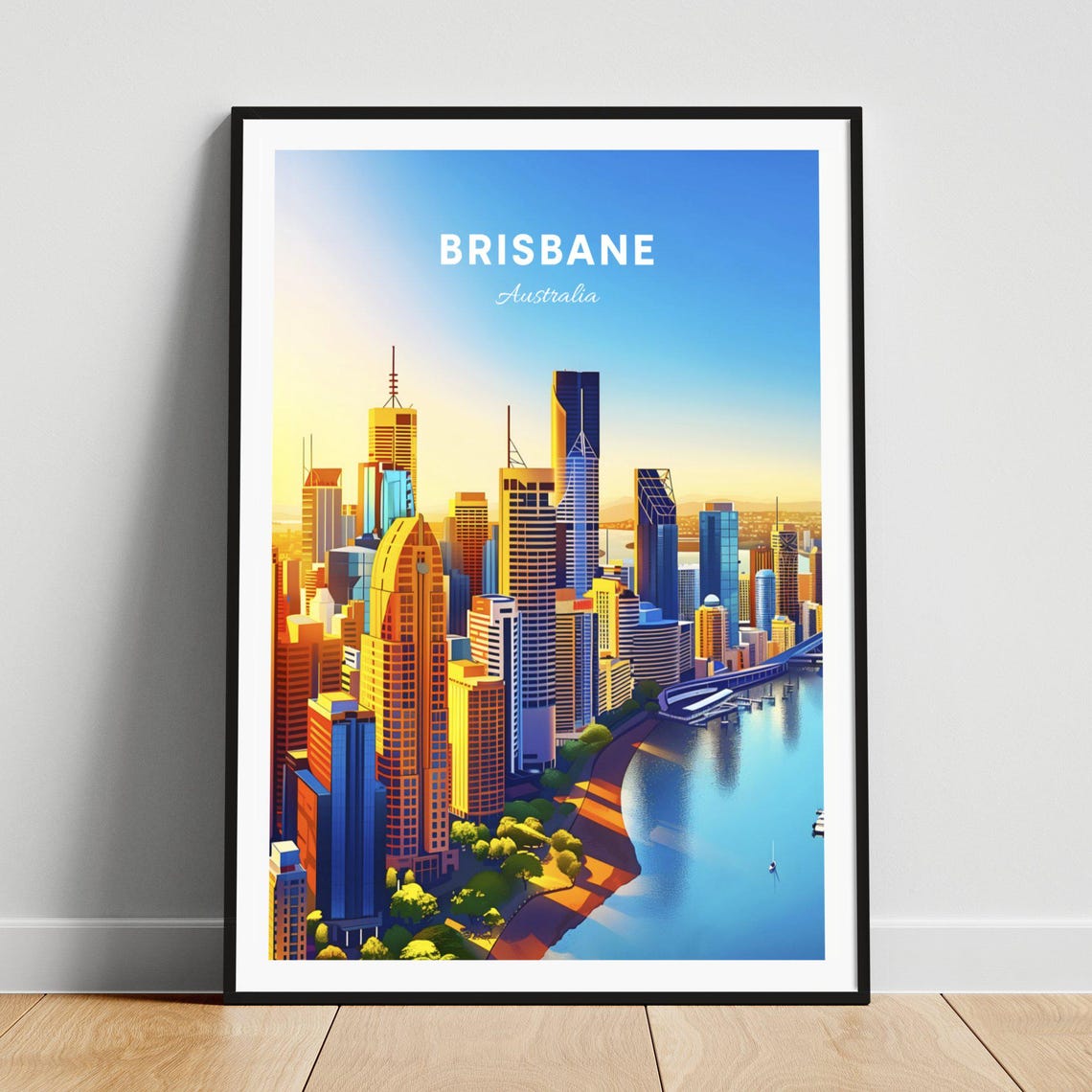 Brisbane Australia City Skyline Brisbane River Sunset View Poster