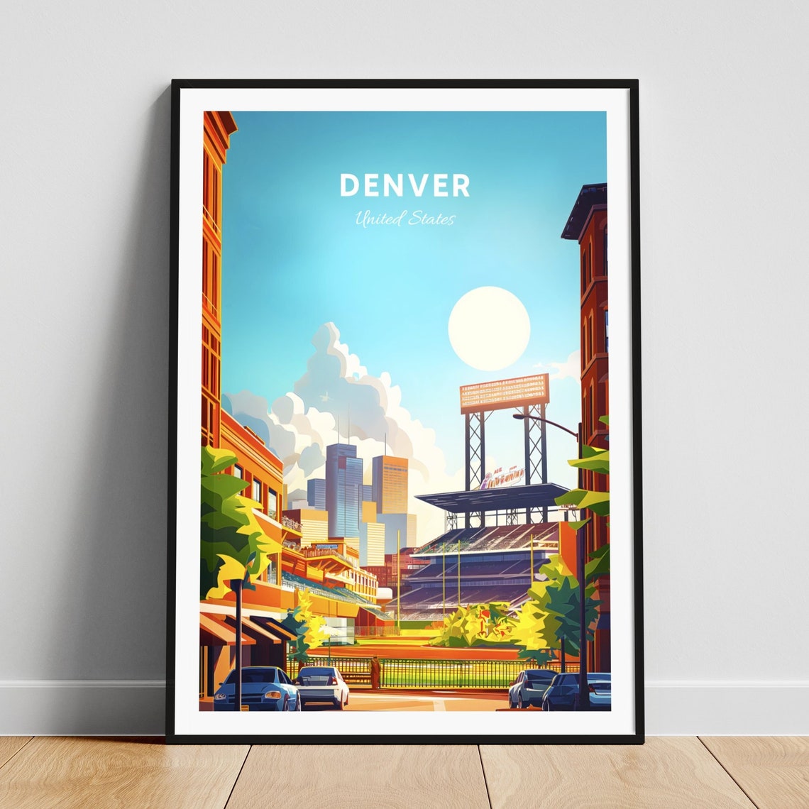 Denver Colorado Ballpark Stadium With Downtown Skyline Day Poster