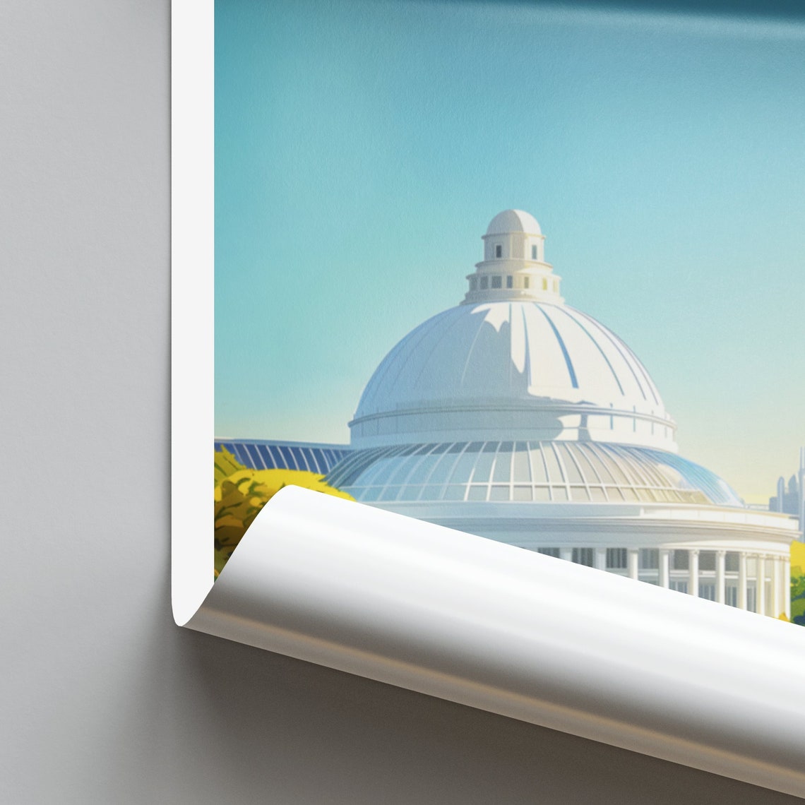 Columbus Ohio Glass Domed Conservatory Pond Sunny Day Poster - Image 2