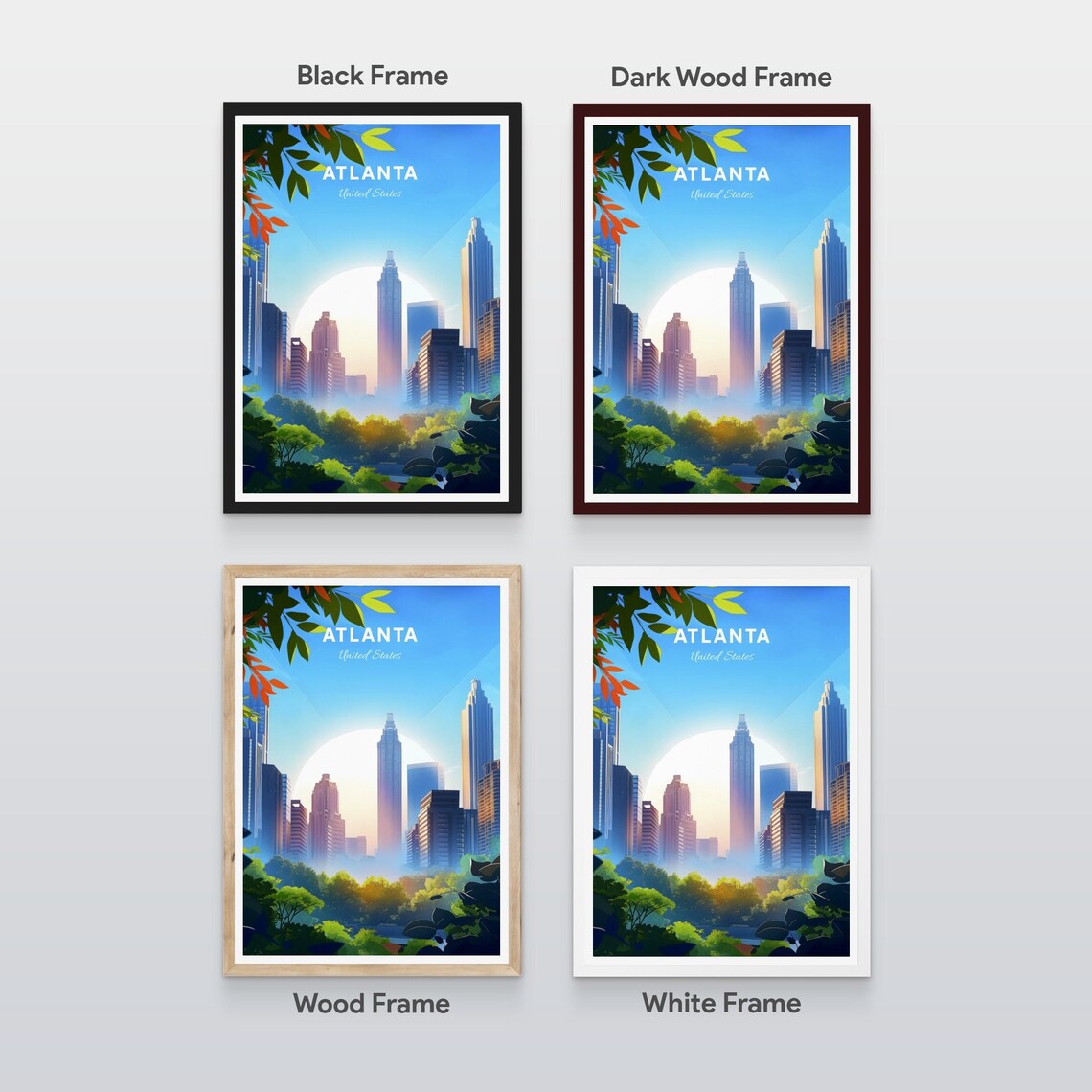 Atlanta Georgia Skyline Park Greenery Sunrise Morning Poster - Image 2