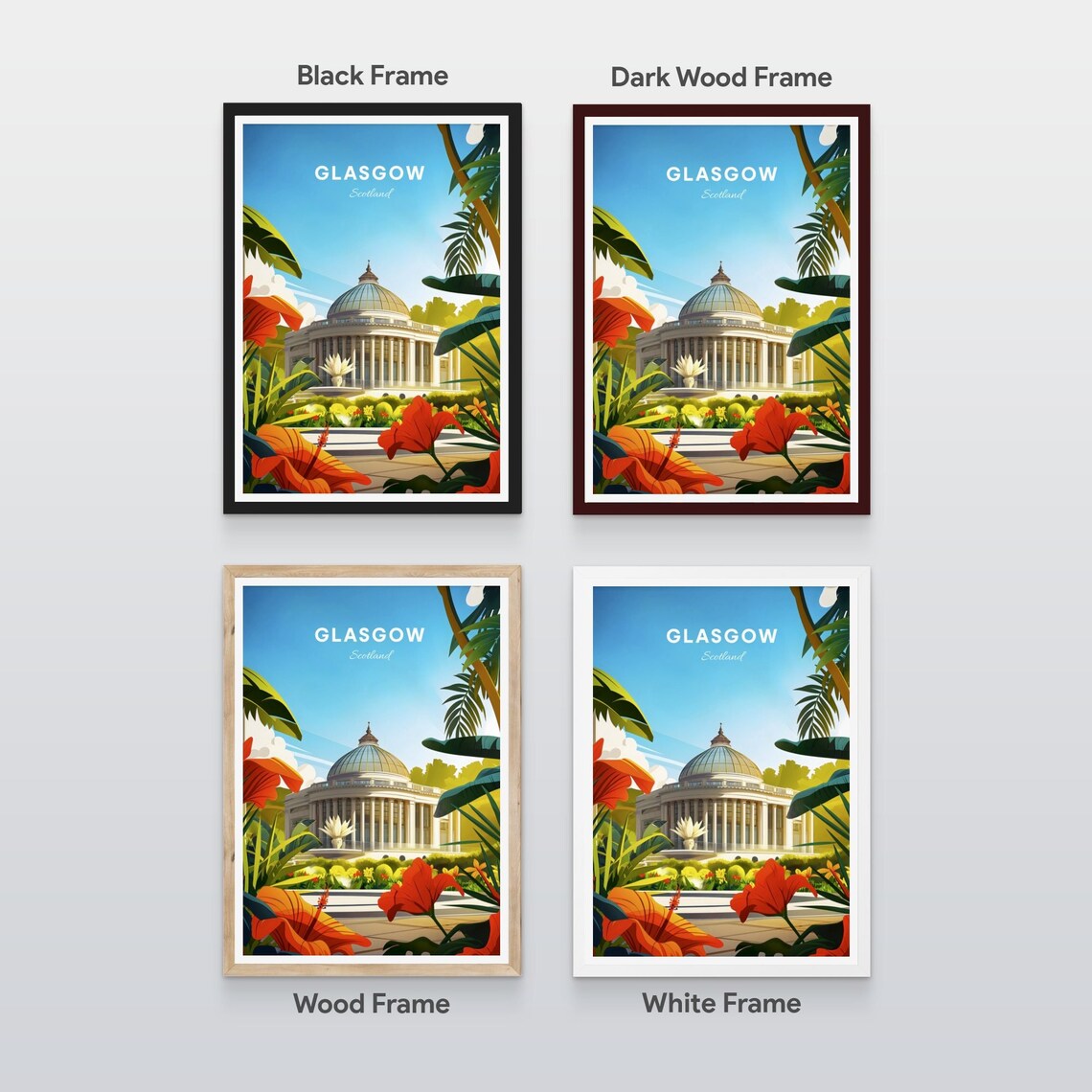 Glasgow Scotland Glass Dome Conservatory Tropical Flowers Poster - Image 2