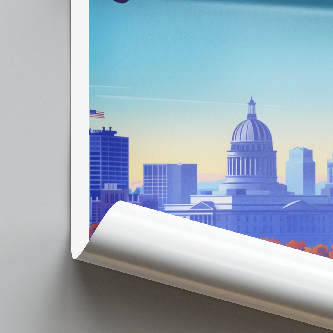 Madison Capitol by the Lake Poster: Autumn Trees Framing Domed Skyline - Image 2